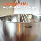 Priority Chef Premium Mixing Bowls With Airtight Lids Set, Thicker Stainless Steel Mixing Bowl Set, Large Prep Metal Bowls with Lids, Nesting Bowls for Kitchen, 1.5/2/3/4/5 Qrt, Khaki