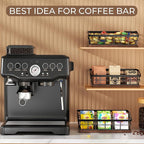 Tea Bag Organizer, Tea Bag Holder Storage with 6 Slots Iron Wire Basket with Wooden Base, Tea Bar Accessories for Countertop Cabinet Drawer, Tea Station for Coffee Capsules Creamer Sweetener Sugar