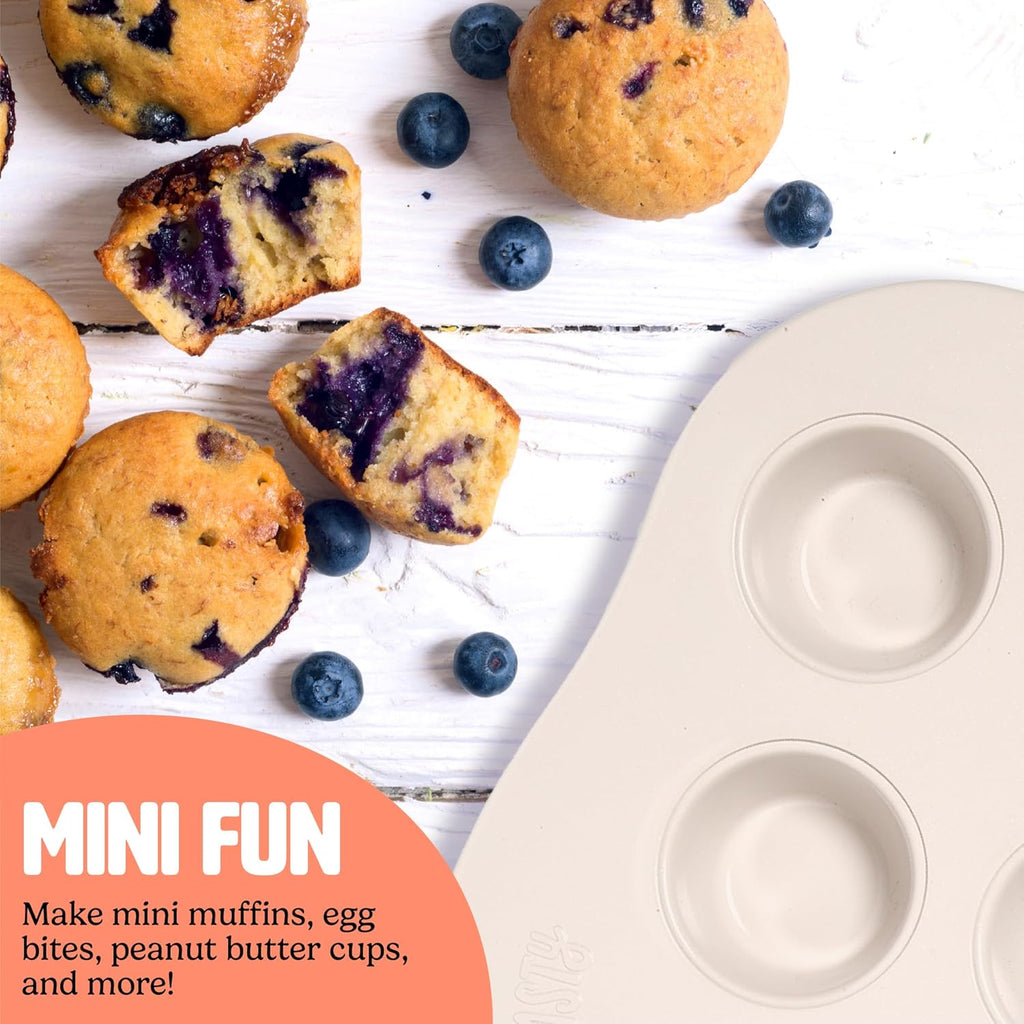 Tasty Clean Ceramic 24-Cup Mini Muffin Pan, Durable Aluminized Steel for Professional Results, Clean Ceramic Nonstick Coating, Oven Safe to 425°F, Dishwasher Safe, Aqua