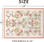 Dish Drying Mat Coffee Mat Rubber Backed Soft Silicone Dish Drying Mat for Kitchen Counter or Sink for Kitchen Bathroom Coffee Bar (Birds and Flowers, 16 x 24 Inches)