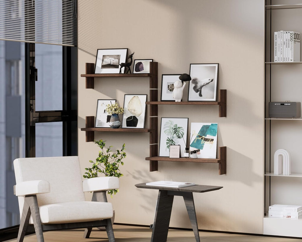 Rustic Floating Shelves – 22.8"x6.7" Solid Wood Bookshelves for Books, Plants, Photos & Decor – Brown Wooden Storage for Bedroom, Living Room, Bathroom, Kitchen