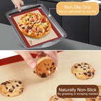 HOTEC Silicone Baking Mats 3 Pack – Non-Stick Reusable Silicone Baking Sheets for Oven – Cookie & Macaron Mats – 2 Half Sheet + 1 Quarter Sheet – BPA-Free, Dishwasher Safe