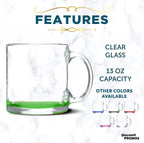 Libbey Clear Glass Coffee Mugs 13 oz. Set of 10, Bulk Pack - Perfect for Coffee, Tea, Espresso, Hot Cocoa, Other Beverages - Green Bottom