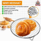 KEESHA 8.3 Inch Cooling Rack - 304 Stainless Steel Dish Rack for Cooking and Baking - Premium Steamer Rack, Canning Rack - Stackable Cake Cooling Rack