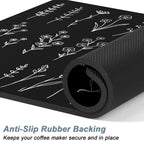 Rnivvi Coffee Mat, 12" x 19" Cute Coffee Bar Mats for Espresso Machine Station Accessories and Organizer, Hide Stain Rubber Backed Absorbent Dish Drying Pad for Kitchen Counter, Black White Leaves