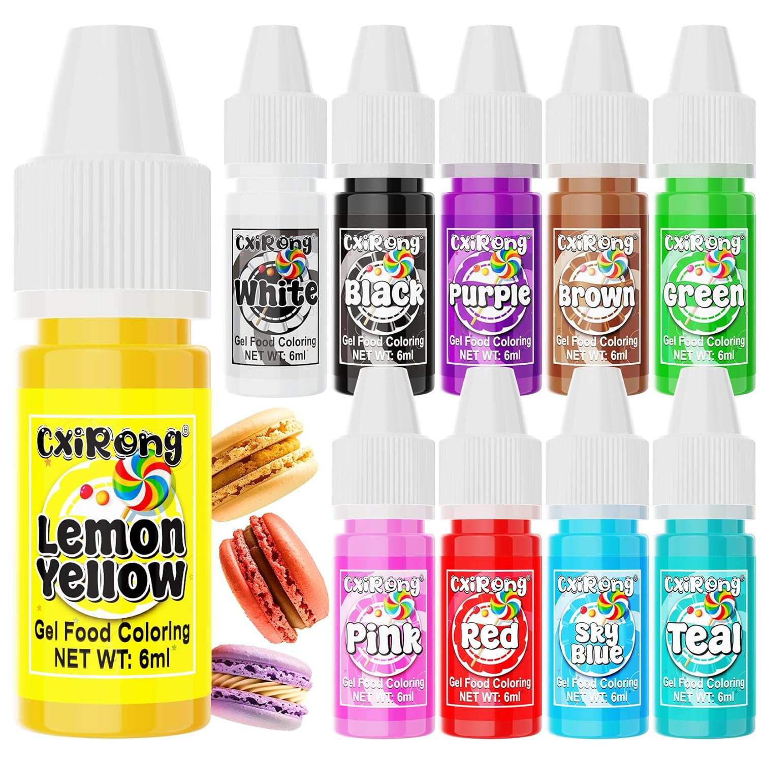 Gel Food Coloring - 10 Colors Concentrated Food Dye, Cake Decorating Supplies Tasteless Food Coloring Gel for Baking, Fondant, Cookie, Cake, Icing, Macaron, Easter Egg - 0.25 Fl. Oz
