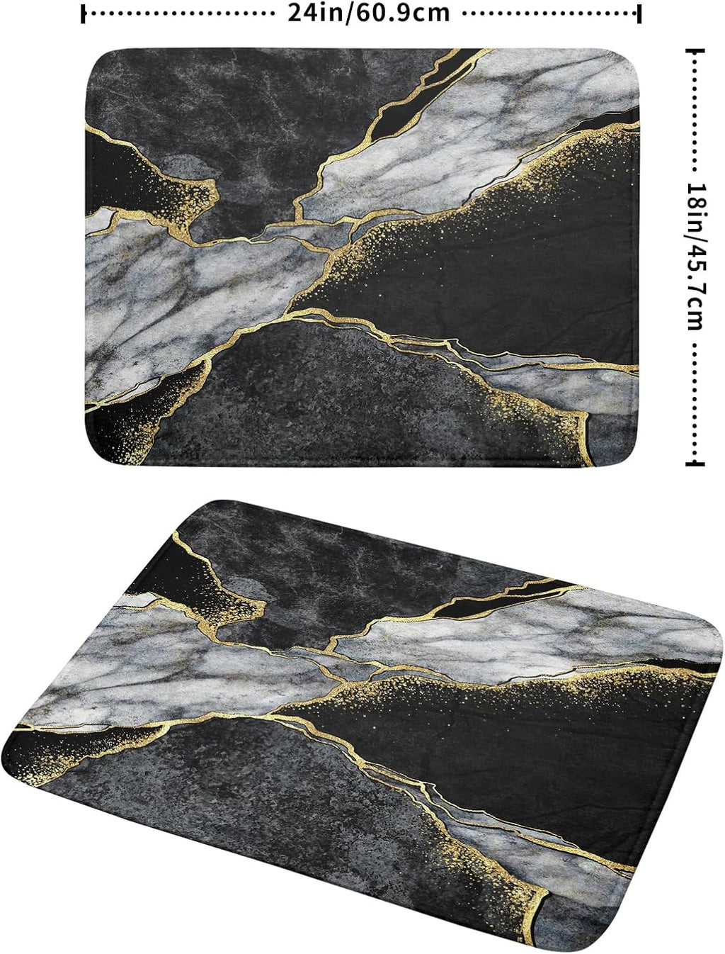 Giwawa Marble Dish Drying Mat for Kitchen Counter 18x24 inch Black Grey Gold Marbling Print Decorative Absorbent Dish Drying Pad Elegant Luxury Granite Stone Microfiber Large Drainer Rack