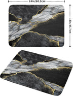 Giwawa Marble Dish Drying Mat for Kitchen Counter 18x24 inch Black Grey Gold Marbling Print Decorative Absorbent Dish Drying Pad Elegant Luxury Granite Stone Microfiber Large Drainer Rack