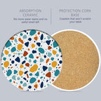 6 Pcs Coasters for Drinks with Holder, Terrazzo Marble Absorbent Ceramic Coasters with Cork Base,Cute Funny Table Drinks Coasters Tabletop Protection Mat,Table Home Decor,4 Inches