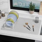 Large Stone Drying Mat for Kitchen Counter, 24" × 16" Diatomite Dish Drying Mat, Quick Dry Stone Mats, Ultra Absorbent Natural Diatomaceous Earth Mats for Dished, Bottles, Light Grey