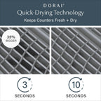 Dorai Home Collapsible Dish Drying Rack and Stone Dish Pad – Large Foldable Drying Rack with Instant - Dry Stone Mat –Space-Saving Drainer Rack for Kitchen Counter - 24.6" x 16.5", Slate