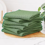 Homaxy Microfiber Waffle Weave Kitchen Towels, 16 x 28 Inch Ultra Absorbent and Solid Color Dish Towels, 8 Pack, Grass Green