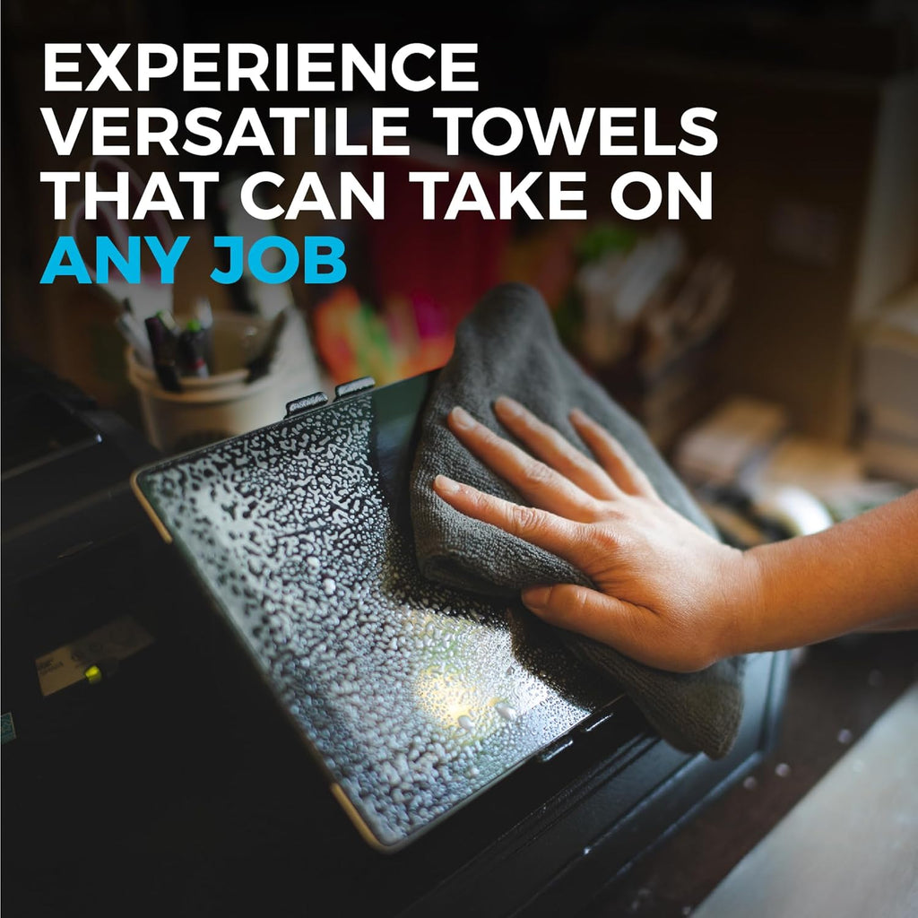 The Rag Company - All-Purpose Microfiber Terry Cleaning Towels - Commercial Grade, Highly Absorbent, Lint-Free, Streak-Free, Kitchens, Bathrooms, Offices, 300gsm, 12in x 12in, Grey (12-Pack)