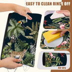 Jungle Animals Coffee Mat Tropical Dish Drying Mat for Kitchen Counter Absorbent Hide Stain Rubber Backed Coffee Bar Accessories Fit Under Espresso Machine Cafe Decor, 11.8 x 19.7 Inch