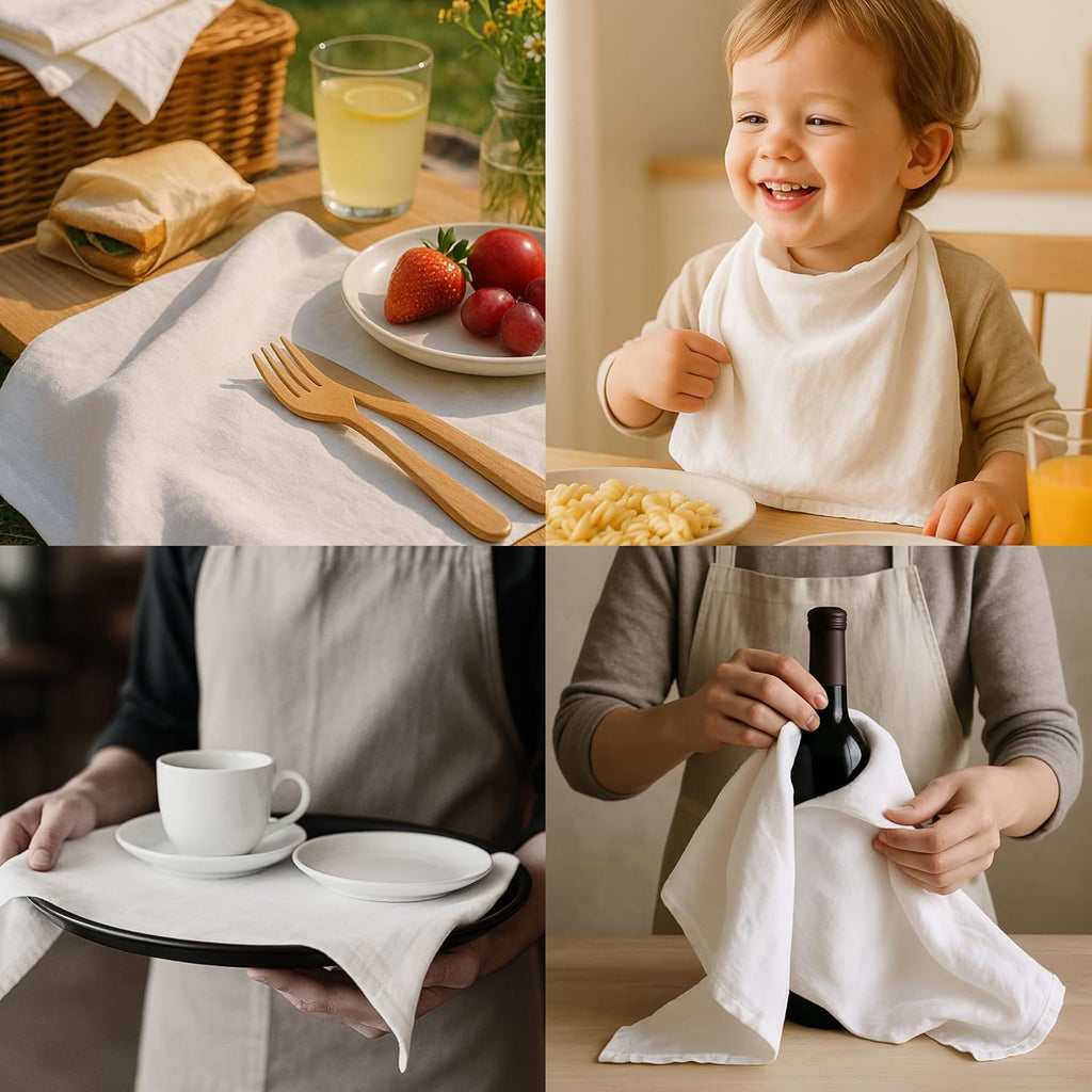 Thick Cotton Napkins – Flour Sack Napkin for Kitchen, Set of 12 (18"x18"), 100% Cotton, Highly Absorbent Hand Towels, Reusable Baking Cloths for Bread Proofing, Pastry & Tea Towels – White