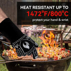 BBQ & Grill Gloves, Oven Gloves, 1472°F Silicone Oven Mitts Heat Resistant Grilling Gloves Fireproof Non-Slip for Barbecue Cooking Baking Smoking, 1-Pair Gray（L）