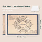 Non Slip Silicone Pastry Mat Large with Measurements for Non-stick Dough Rolling, Pie Crust, Pastry Roll Out, Cookies,Bread and Silicon Kneading Mat (16" x 24", Gray)