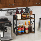 YINMIT Countertop Shelf Organizer,Coffee Bar Accessories,Spice Rack,Coffee Counter Shelf,2 Tier Coffee Organizer Station for Mugs,Cups,Cream,Syrup(Rustic Brown,Large)