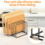 Cutting Board Organizer, [2-Pack] Kitchen Cabinet Organizer, Divided Rack with 5 Slots for Baking Trays, Cutting Boards - Cookie sheet Organizer Inside Cabinet, Baking Sheets Holder (Large)