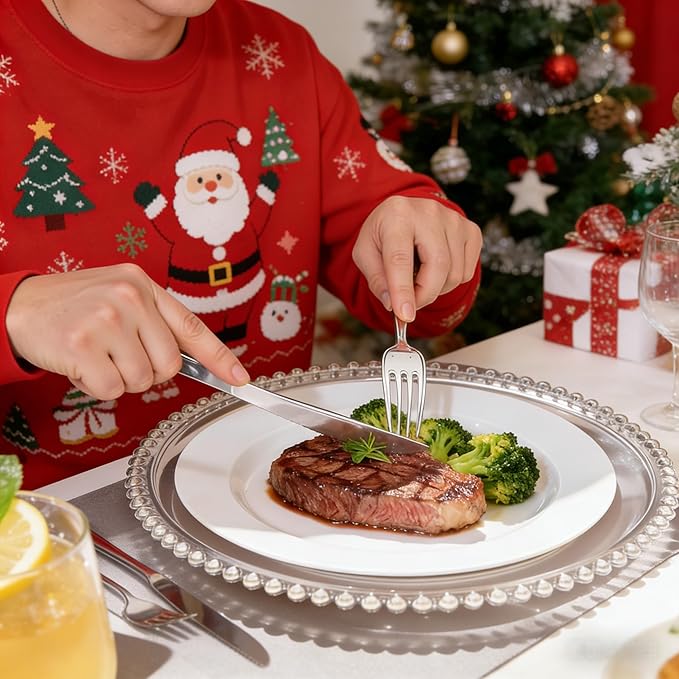 KIRE 120PCS White Plastic Plates - Heavy Duty White Disposable Plates for Party/Wedding - Include 60Pieces 10.25inch Dinner Plates - 60Pieces 7.5inch Dessert/Salad Plates