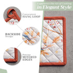 Maison d' Hermine 100% Cotton Oven Mitt & Pot Holder Set (7.5"x13" & 8"x8") Heat Resistant BBQ Cooking Gloves with Loop, Baking, Grilling, Kitchen, Handling Hot Pans (Oak Leaves)