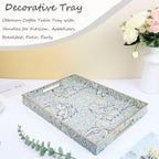 Rectangle Plastic Serving Tray with Handles, Elegant Decorative Tray for Coffee Table, Ottoman, Living Room, Kitchen, and Outdoor Use. 12"*16"*1.6" F