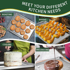 Small Baking Sheet with Cooling Rack Set [2 Baking Pans + 2 Wire Racks], CEKEE Stainless Steel Cookie Sheets for Baking, Heavy Duty & Dishwasher Safe Baking Sheets for Oven, Size 9 x 7 x 1 Inch