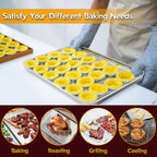 P&P CHEF 17.5 Inch Stainless Steel Baking Sheet with Rack Set (2 Pans+ 2 Racks), Cookie Sheets Baking Trays and Cooling Wire Racks, Oven & Dishwasher Safe, Pans with Flat Racks