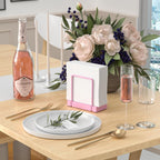 Wican Napkin Holder for Table, Pink Kitchen Accessories Appliances for Table Farmhouse Cocktail Picnic Rustic Bamboo Iron Wood Holders for All Dining Room Decor Pink