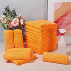 Shimeyao 30 Pcs Edgeless Microfiber Plush Towels for Cars Detailing Drying Wash Polishing Absorbent Cleaning Cloths, 500 GSM, 16 x 16 Inch(16 x 16 Inch,Orange,30 Pcs)