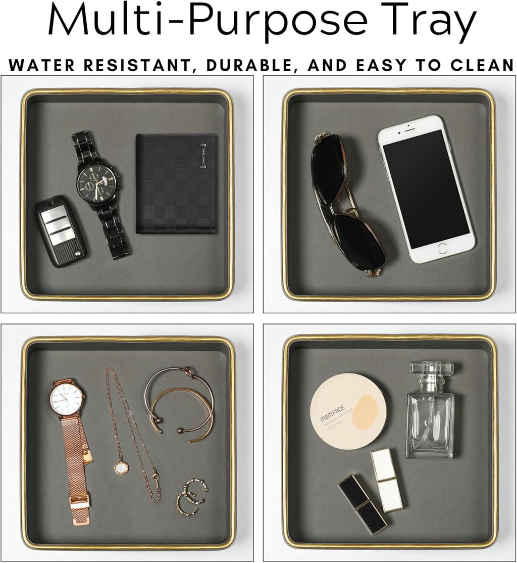 Key Bowl for Entryway Table| Leather Catch All Bowl| Key Dish Bowl for Entryway Table| Key Basket EDC Tray| Key and Wallet Holder Key Holder Bowl| Bowl for Keys Entryway Table -Gray