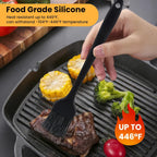 GEEKHOM Basting Brushes, Silicone Basting Pastry Baking Brush Set Heat Resistant Spread Oil Butter Sauce Marinade Meat Glazing for BBQ Grill Barbecue Baking Kitchen Cooking, 4 Pack, Black