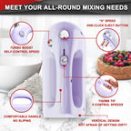 Lord Eagle Hand Mixer Electric 400W, 5 Speed handheld Mixer, 5 Stainless Steel Accessories for Baking Cake Egg Cream Food Beater, Turbo Boost/Self-Control Speed + Eject Button