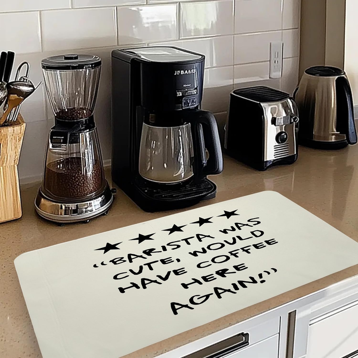 Barista Gifts Dish Drying Mat, Espresso Lovers Gifts Coffee Bar Mat for Countertops, Espresso Station Absorbent Dish Drying Mats for Kitchen Counter Coffee Maker, 16x24 Inch