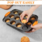 2Pack Mini Cheesecake Pans Removable Bottom Mini Cupcake Pans, 12 Cavity Minii Cheesecake Molds with Silicone Handle Nonslip Muffin Pan Baking Supplies