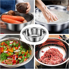 Domensi Set of 3 Extra Large Stainless Steel Mixing Bowls Large Mixing Container Easy to Clean, Nesting Bowls for Space Saving Storage for Cooking, Baking(201 Stainless Steel,13, 16, 20 Quart)
