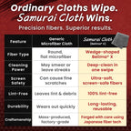 BELLEMOND「Samurai Cloth」Japanese Microfiber Cleaning Cloth | Washable, Reusable, Lint Free Cloth for Phones, Laptops, Lenses, Screens & Electronics | Made in Japan | Small | 2 Pack