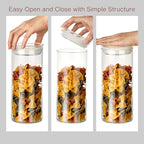 ZENS Glass Spaghetti Pasta Storage Container with Lids Set of 2, 65oz Tall Clear Airtight Food Storage Jar Canisters for Kitchen Pantry Noodles Flour Cereal Coffee Beans