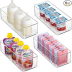 4 PACK Freezer Organizer Bins Clear Stackable Storage Bins for Fridge Organization and Storage
