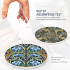 Coaster for Drinks Set of 6, Vintage Flower Absorbing Round Ceramic Stone Coaster with Cork Base,Tabletop Protection Mat for Mugs and Cups,Coffee Table Wine Glass Home Bar 4 Inch