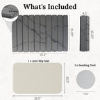 Large Stone Dish Drying Mat for Kitchen Counter 23.5”x 15.25” – Elegant Marbled-Inspired Surface Quick-Dry Absorbent Diatomaceous Earth - Multi-Use & Kitchen Mat for Dishes & Bottle Cups (Dark Gray)