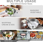 HaWare Mixing Bowls with Airtight Clear Lids, 6-Piece Stainless Steel Strong Nesting Bowls Set, Metal Salad Bowl for Cooking, Prepping, Baking, Serving & Food Storage, Size 4.6, 3, 1.5QT, Black