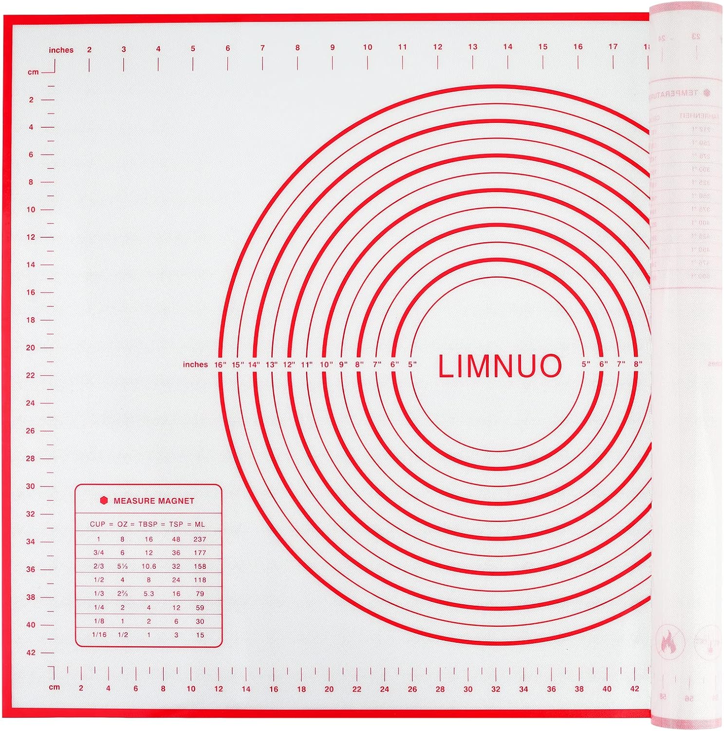 Silicone Baking Mat，Non Stick Rolling Dough with Measurements for Pie Pizza Cookies Fondant Making，Extra Thick Non Slip Silicone Pastry Mat