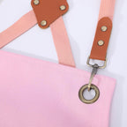 AFUN Chef Aprons for Men Women with Large Pockets, Cotton Canvas Cross Back Heavy Duty Adjustable Work Apron, Size M to XXL (Lightpink)