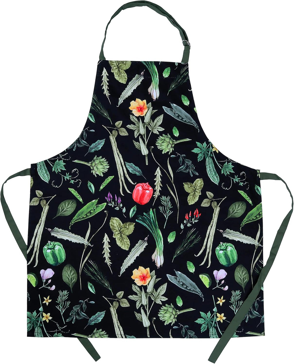 AMOUR INFINI Cotton Kitchen Apron with Adjustable Strap & Waist Ties Reusable Spring Aprons for Baking, Cooking, Gardening (27.5 x 33 Inches - My Garden Apron)