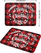 Merry Christmas Dish Drying Mat 18x24 Inch for Christmas Kitchen Counter Decor Absorbent Reversible Microfiber Red Buffalo Check Plaid Dishes Pad Dish Drainer Rack Mats Kitchen Accessories