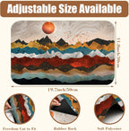 Abstract Golden Mountains Coffee Mat Absorbent Dish Drying Mat for Kitchen Counter Hide Stain Rubber Backed Coffee Bar Accessories Fit Under Espresso Machine Dish Drainer, 11.8 x 19.7 Inch