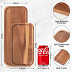 Solid Acacia Wood Serving Trays and Platters - Wooden Mini Charcuterie Boards, Rectangle Small Cheese Board for Food, Bathroom, Home Decor, Kitchen Counter, (14"x5.5", 6 Pack)