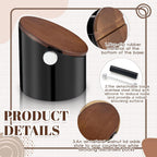 Espresso Knock Box with Walnut Lid for Coffee Grounds, Espresso Machine Accessory, Easy Disposal of Coffee Pucks, Removable Knock Bar(Black)