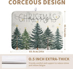 Merry Christma Trees Dish Drying Mat Winter Forest Large Kitchen Mats Dish Drying Pad Xmas Snow Absorbent Dish Dryer Mat for Kitchen Countertops Microfiber Drainer Pad Dish Drying Mats (18x24 in)